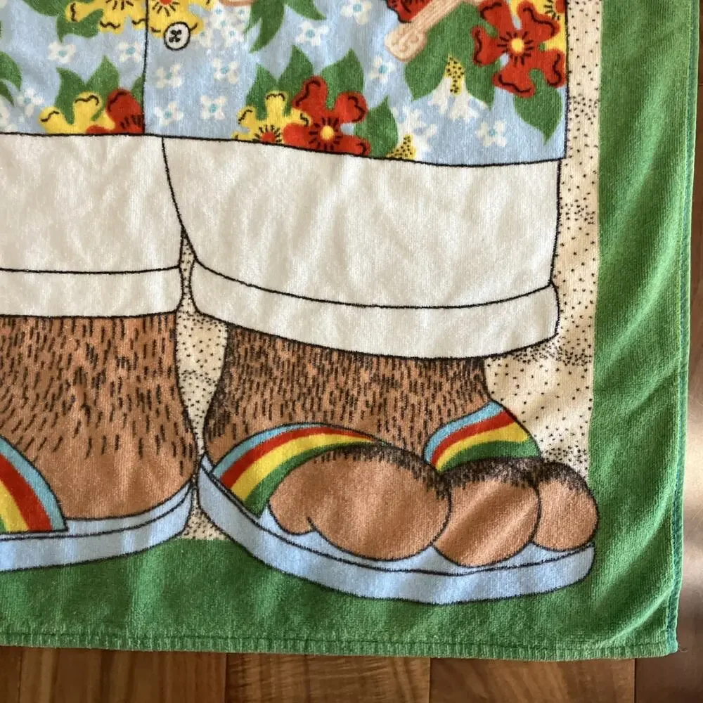 Vintage Seven Seas Duke Surfing Bear Hawaii Bear Unique RARE Beach Towel Cotton